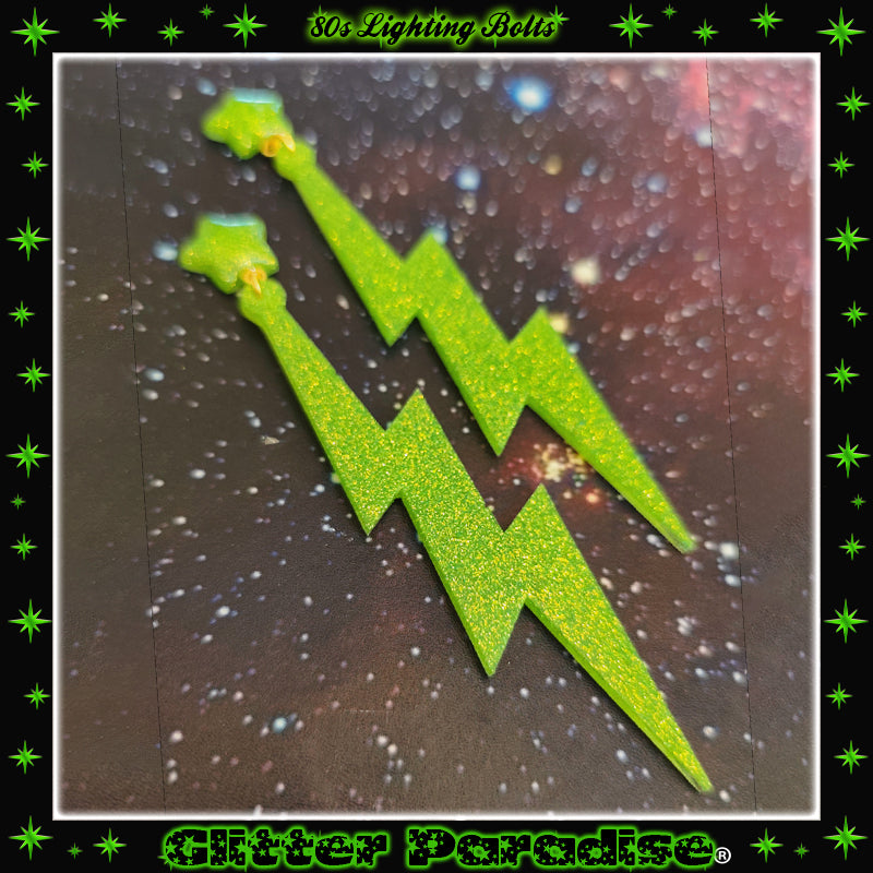Earrings: 80s Lightning Bolt and Star Lucite