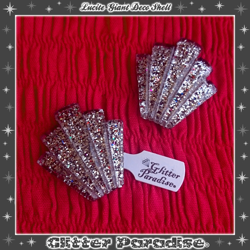 Pendientes: Giant Confetti Lucite Deco Shell