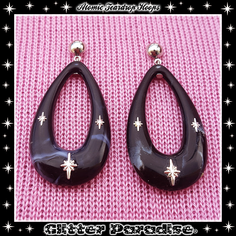Earrings: Atomic Teadrop Hoops