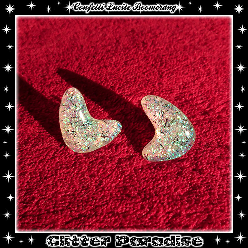 Pendientes: Confetti Lucite Boomerang Dust Tinsel