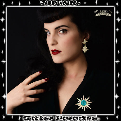 Broche : Mid-Century Modern Sunburst White