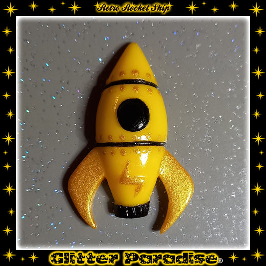 Brooch: Retro Rocket Ship
