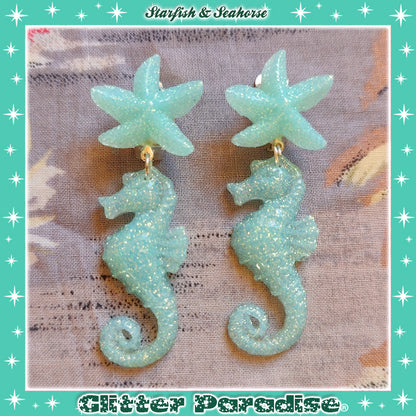 Pendientes: Seahorse & Seashell