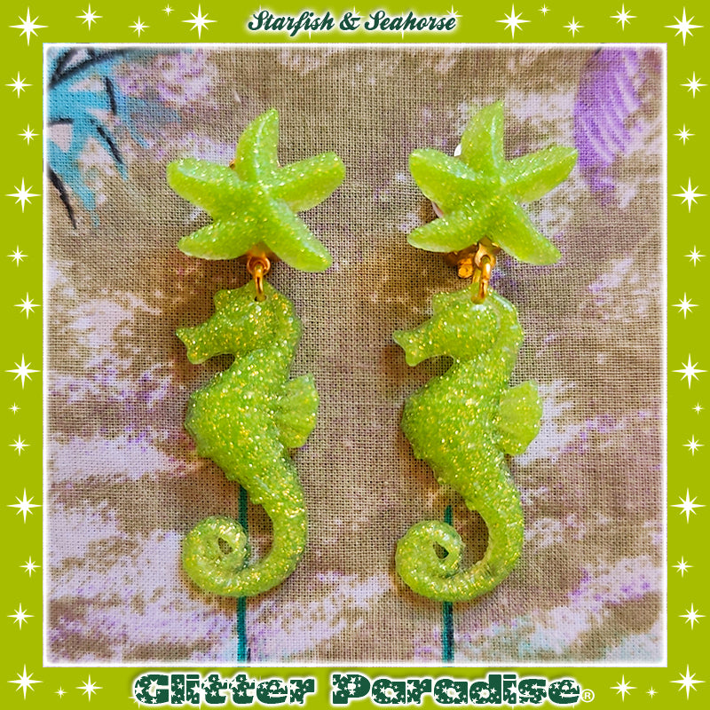 Pendientes: Seahorse & Seashell