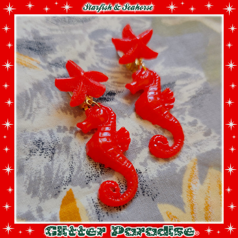 Pendientes: Seahorse & Seashell