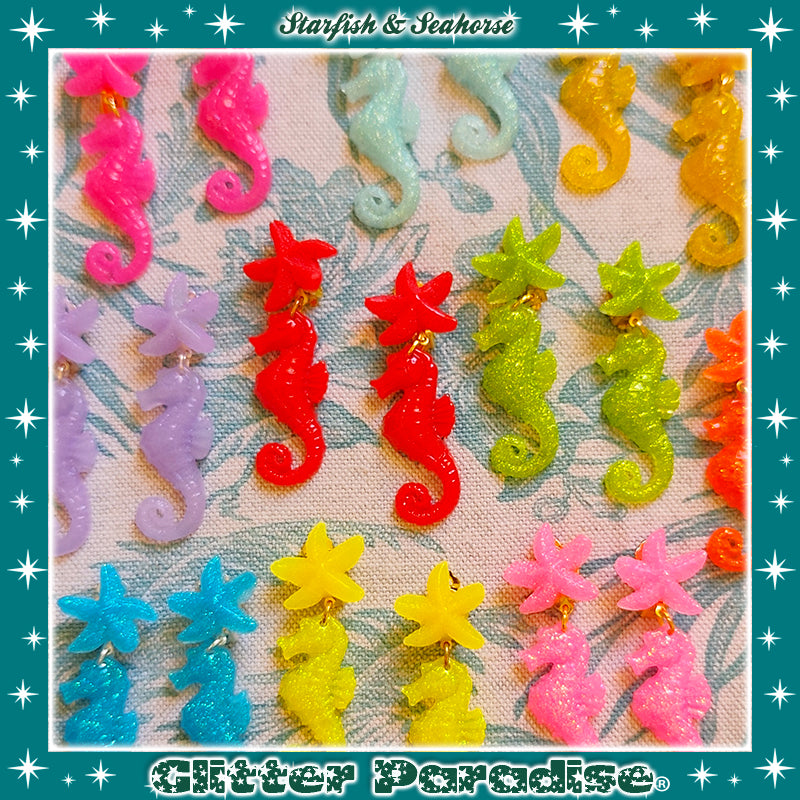 Pendientes: Seahorse & Seashell