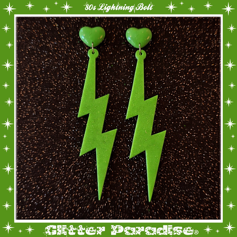 Pendientes: 80s Lightning Bolt and Heart