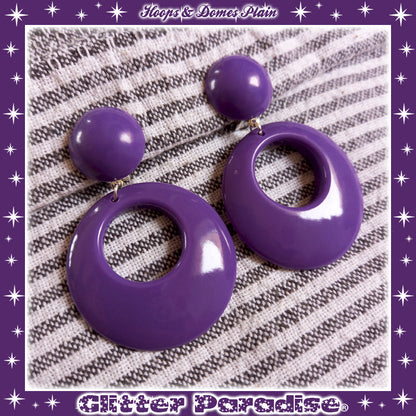 Earrings: Hoops & Dômes Plain Cool Colors