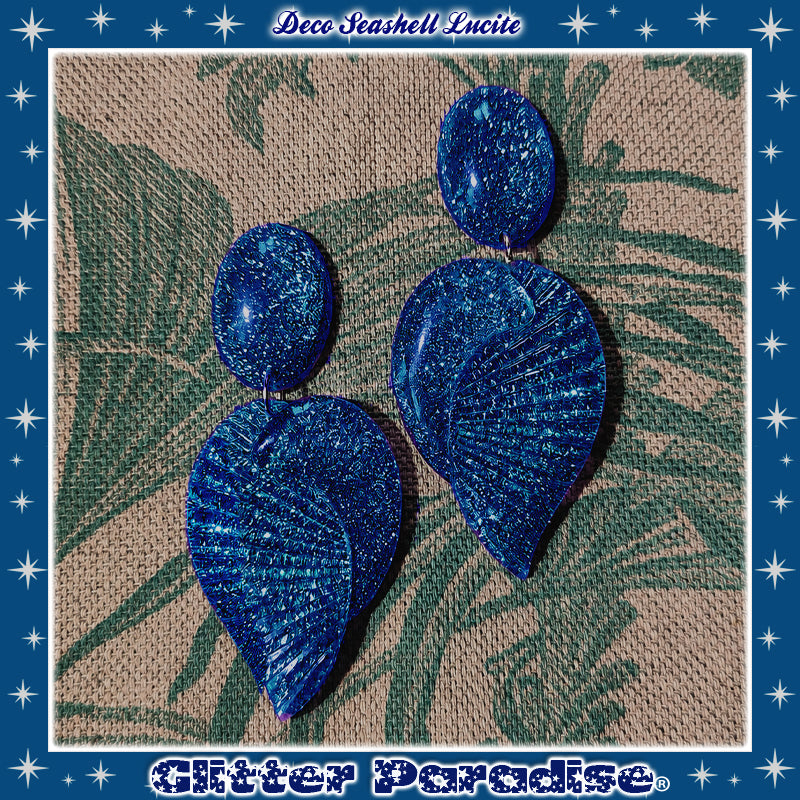 Earrings: Deco Seashell Lucite
