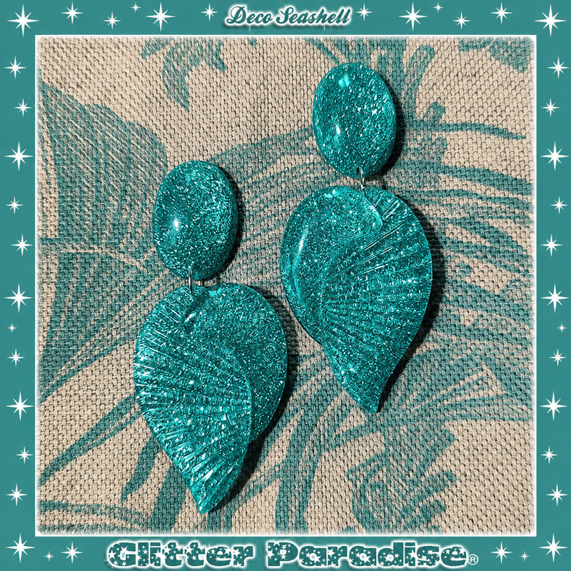 Earrings: Deco Seashell Lucite