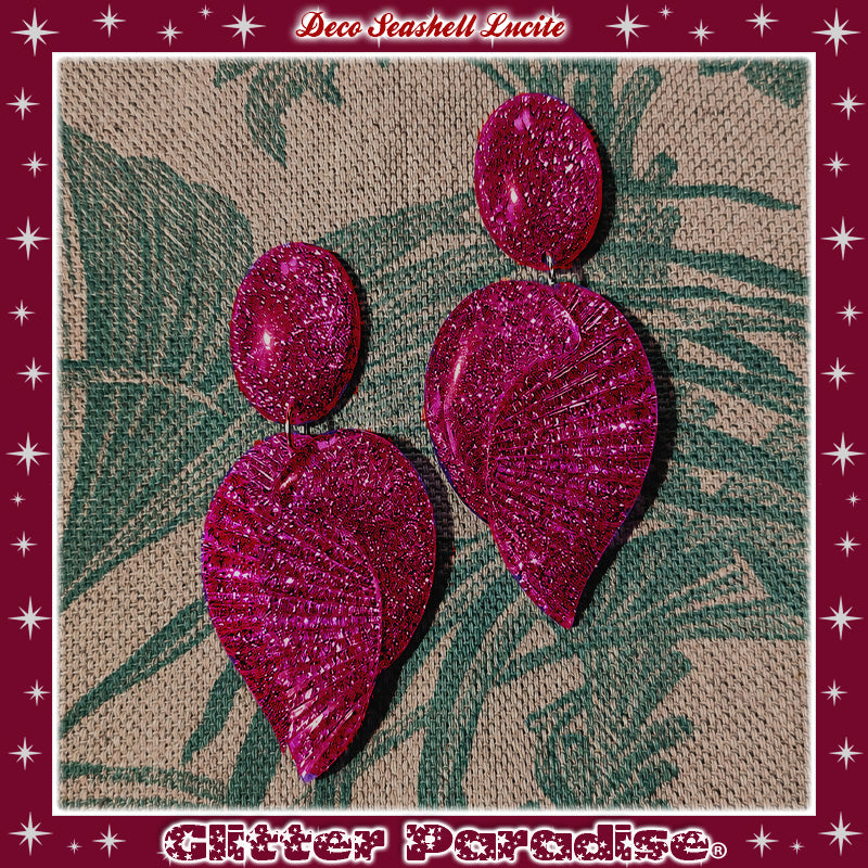 Earrings: Deco Seashell Lucite