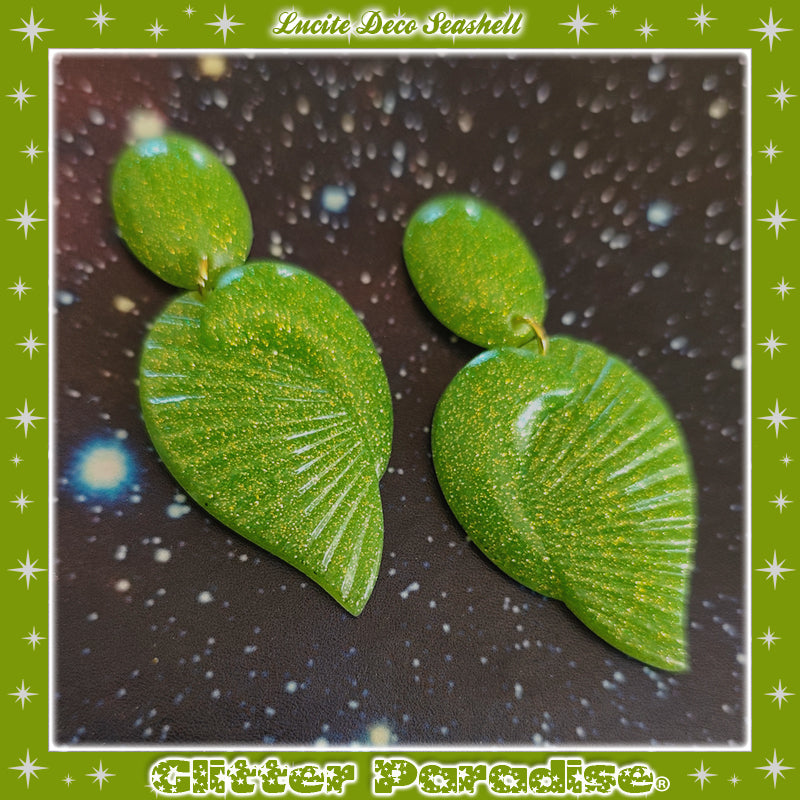 Earrings: Deco Seashell Lucite