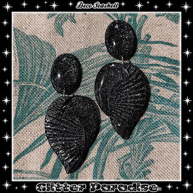 Earrings: Deco Seashell Lucite