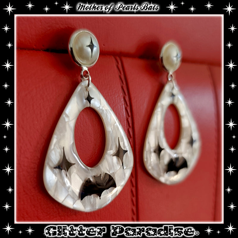 Earrings: Mother of Pearl Bat