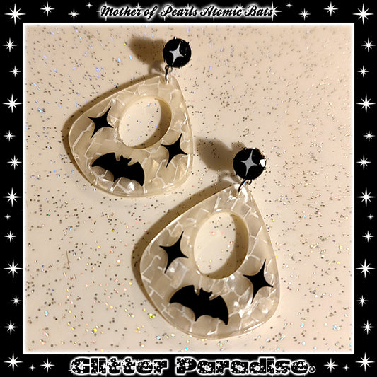 Earrings: Mother of Pearl Atomic Bat