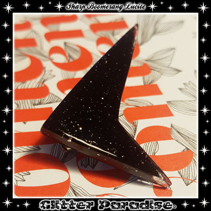 Brooch: Confetti Lucite Sharp Boomerang Dust
