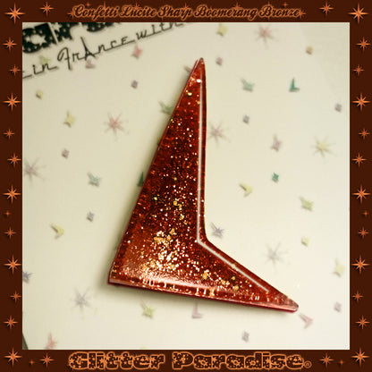 Brooch: Confetti Lucite Sharp Boomerang Dust