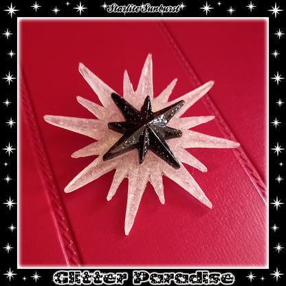 Broche : Christmas Sunburst White and Red