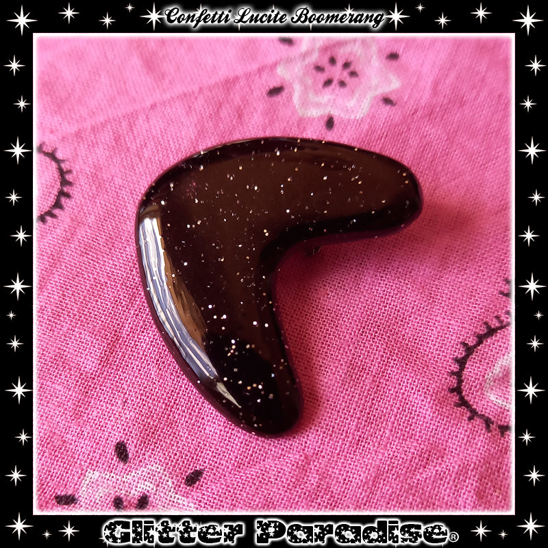 Brooch: Confetti Lucite Boomerang Dust