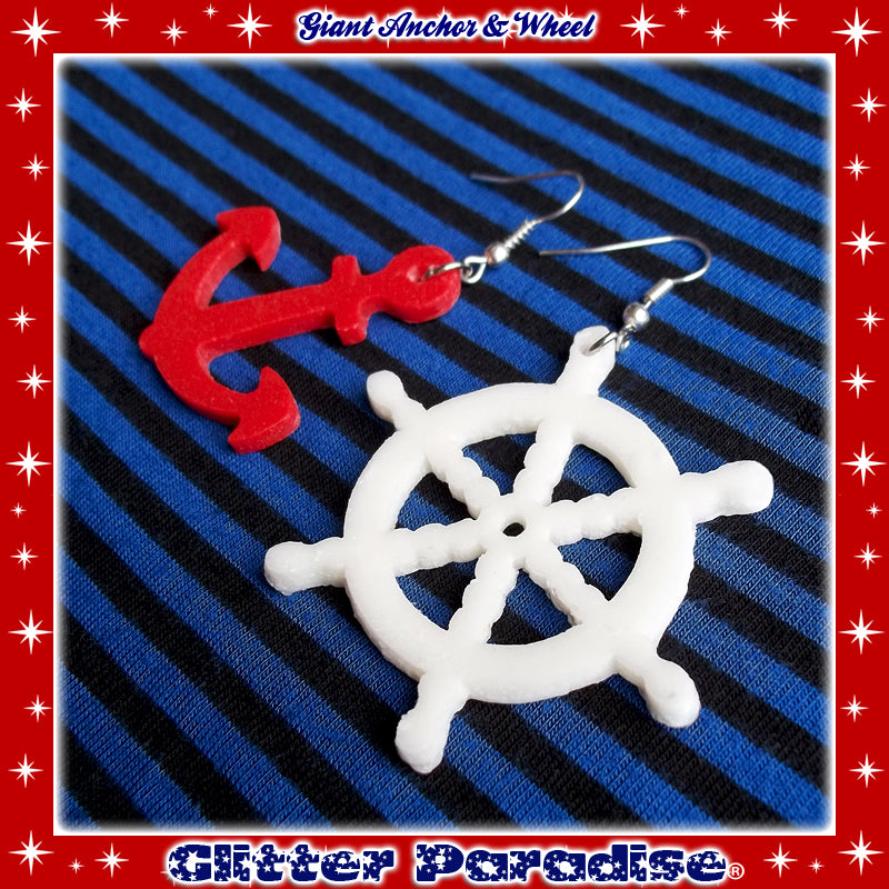 Earrings: Anchor and Wheel