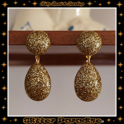 Earrings: Lucite Baby Dome and Teardrop