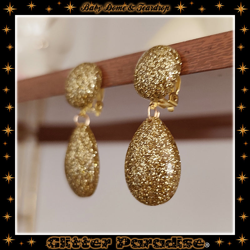 Earrings: Lucite Baby Dome and Teardrop