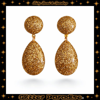 Earrings: Lucite Baby Dome and Teardrop