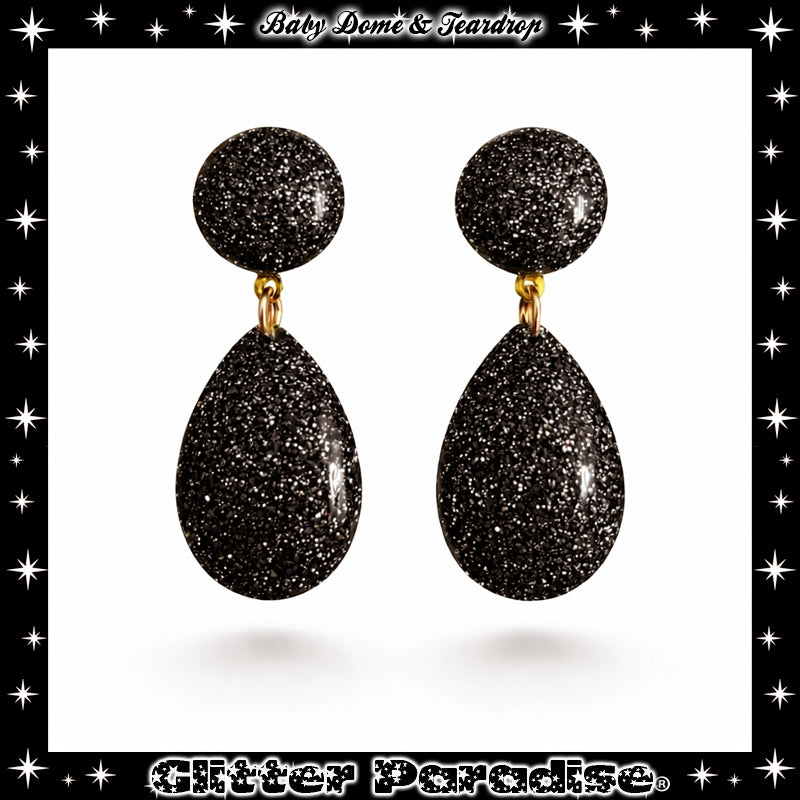 Earrings: Lucite Baby Dome and Teardrop