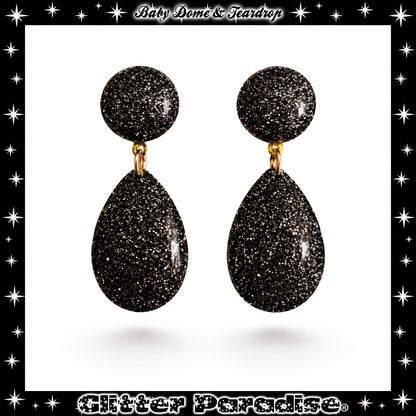 Earrings: Lucite Baby Dome and Teardrop