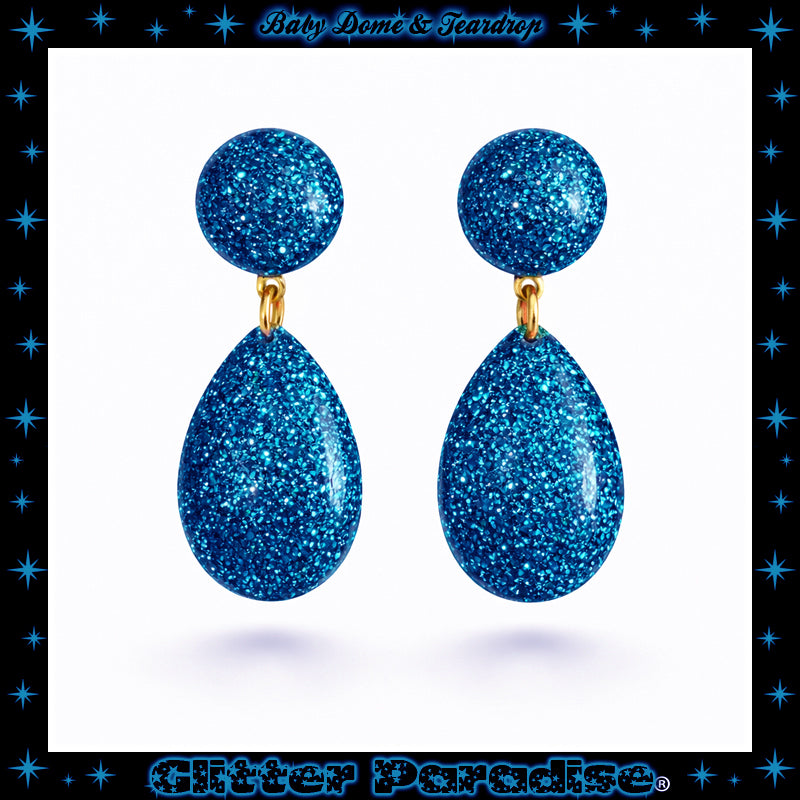 Earrings: Lucite Baby Dome and Teardrop