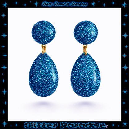 Earrings: Lucite Baby Dome and Teardrop
