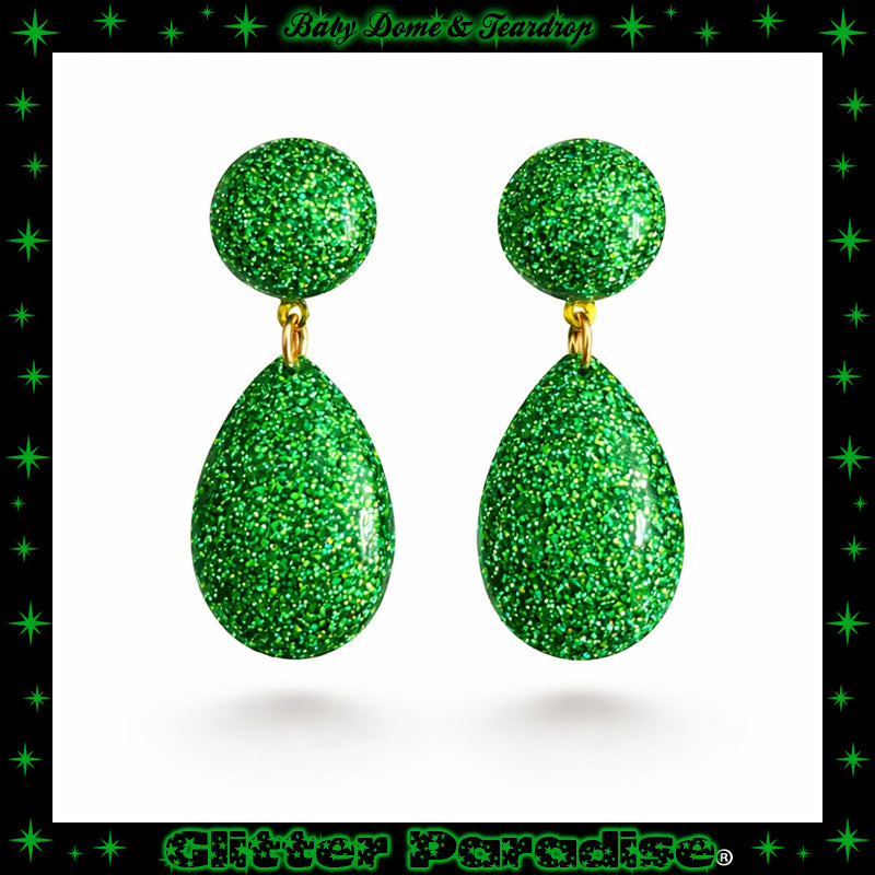 Earrings: Lucite Baby Dome and Teardrop