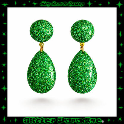 Earrings: Lucite Baby Dome and Teardrop