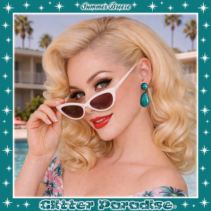 Earrings: Lucite Baby Dome and Teardrop