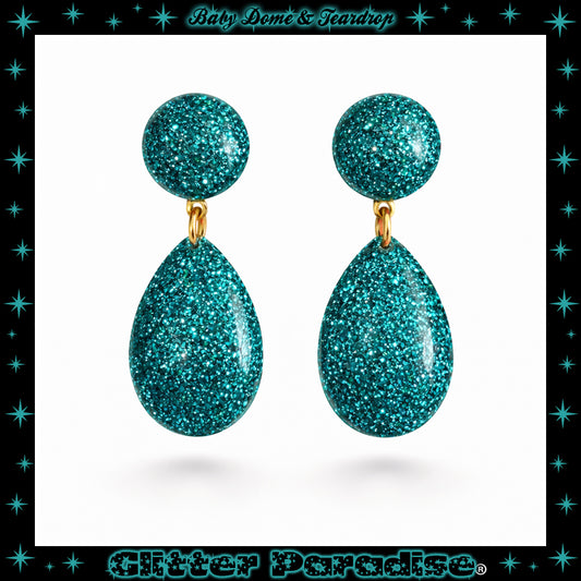 Earrings: Lucite Baby Dome and Teardrop