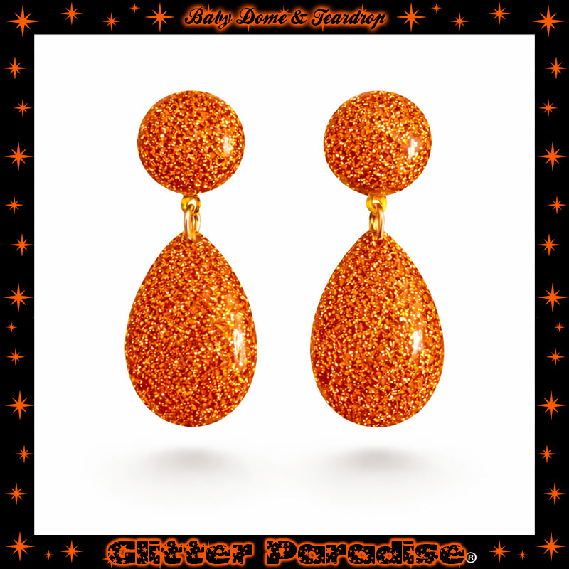 Earrings: Lucite Baby Dome and Teardrop