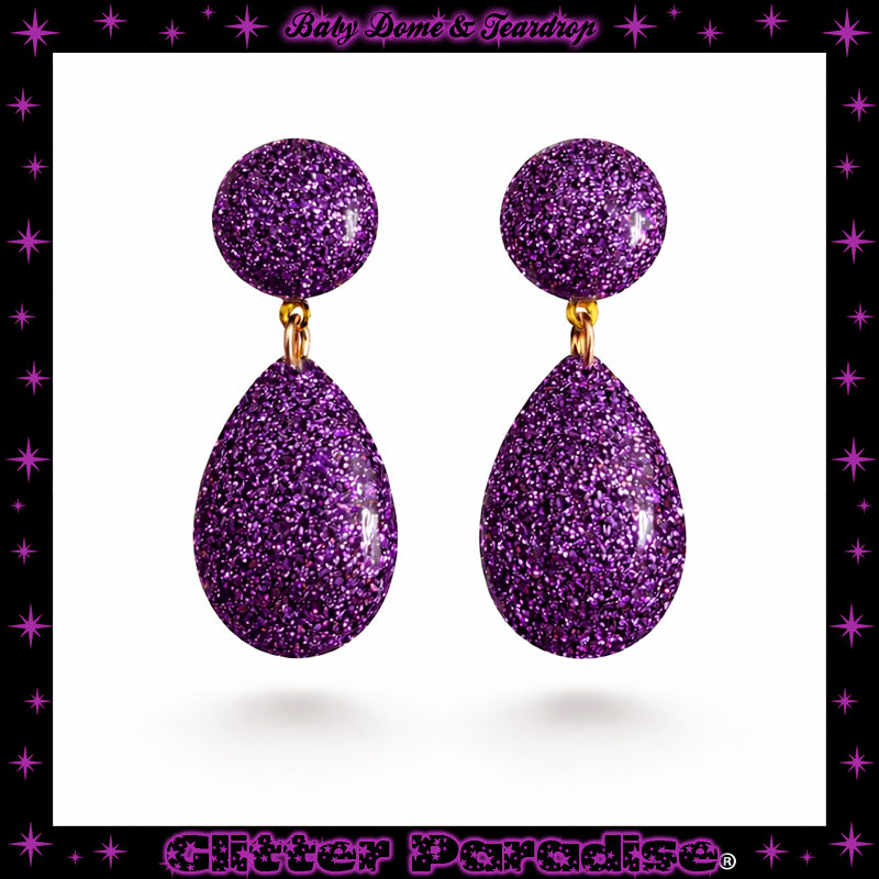 Earrings: Lucite Baby Dome and Teardrop