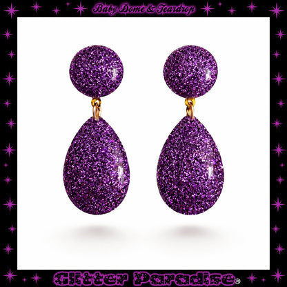 Earrings: Lucite Baby Dome and Teardrop