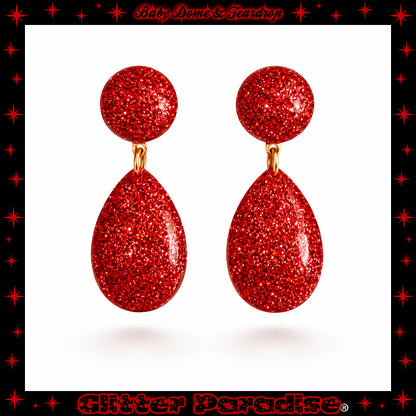 Earrings: Lucite Baby Dome and Teardrop