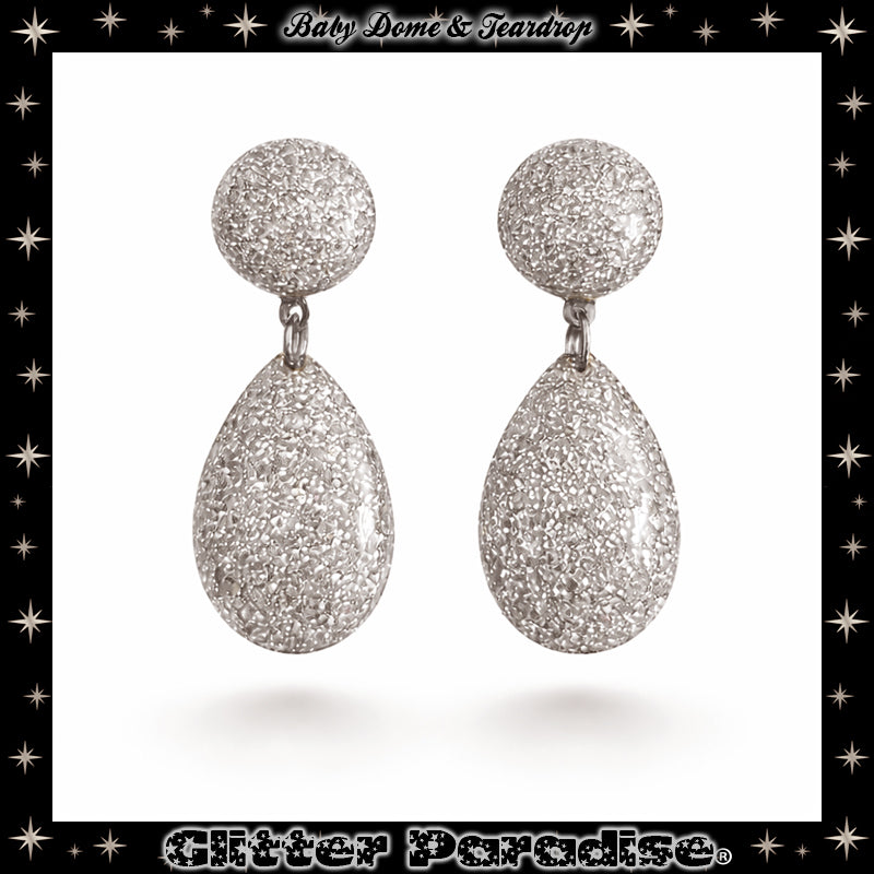 Earrings: Lucite Baby Dome and Teardrop