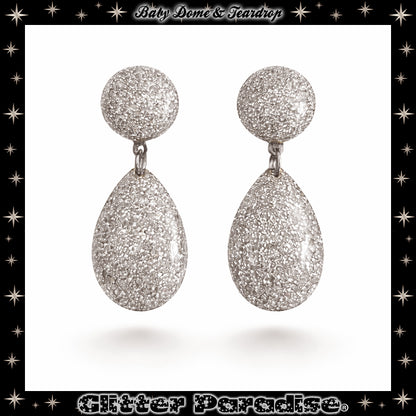 Earrings: Lucite Baby Dome and Teardrop