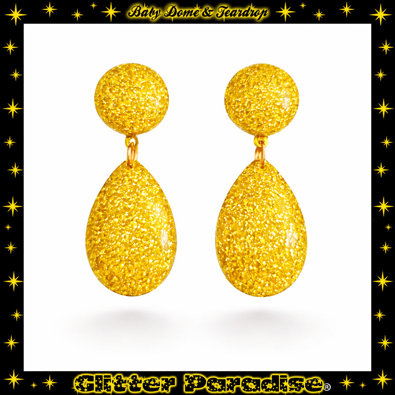 Earrings: Lucite Baby Dome and Teardrop