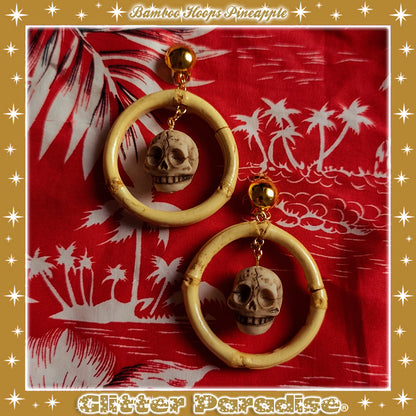 Earrings: Bamboo Hoops & Skull
