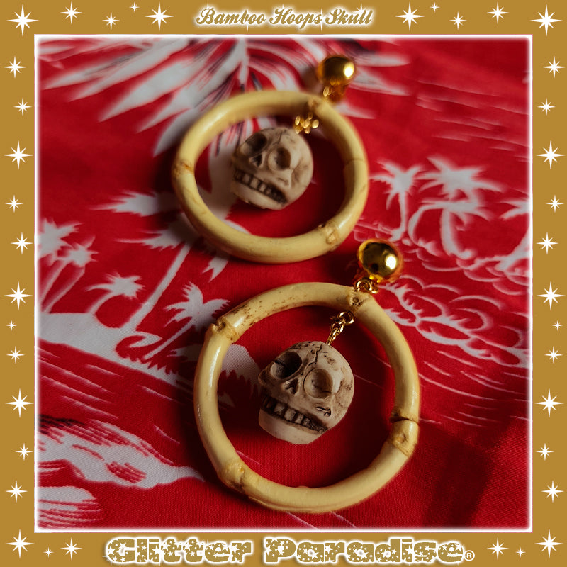 Earrings: Bamboo Hoops & Skull