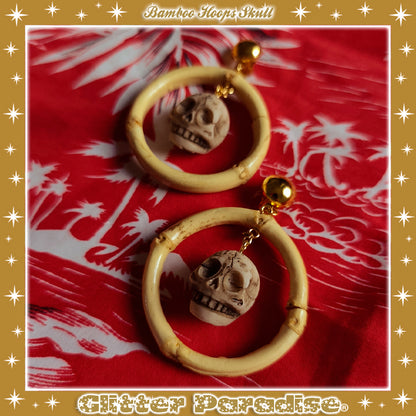 Earrings: Bamboo Hoops & Skull