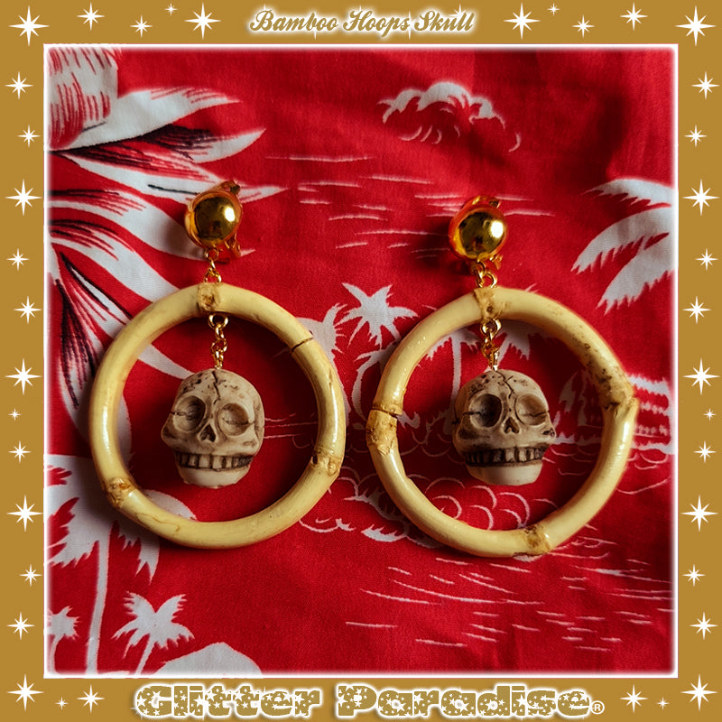 Earrings: Bamboo Hoops & Skull