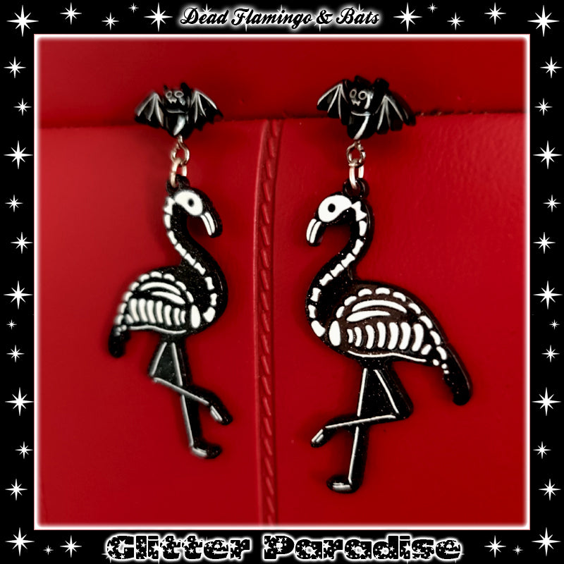 Earrings: Dead Flamingos and Bats