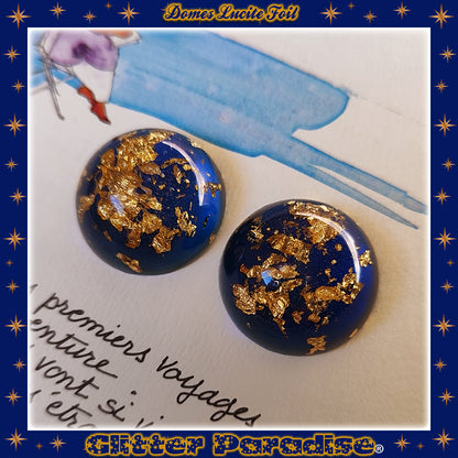 Earrings: Gold Foil Lucite Dômes