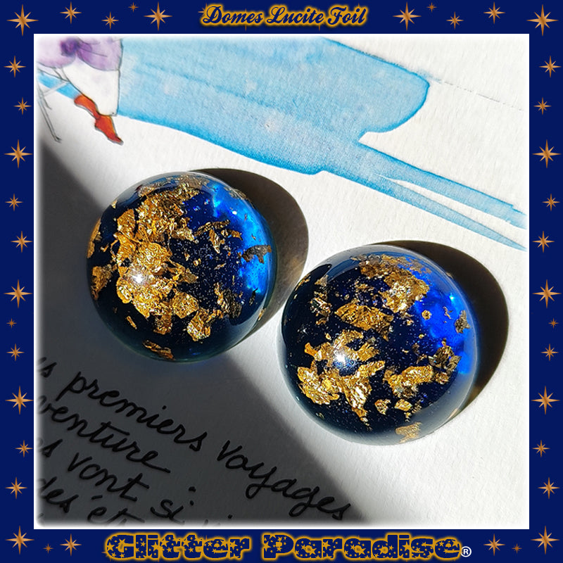 Earrings: Gold Foil Lucite Dômes