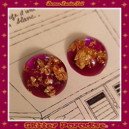 Earrings: Gold Foil Lucite Dômes